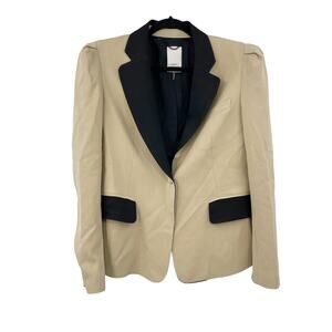 Robert Rodriguez Blazer Womens 10 Career Jacket Tan Black One Button Lined